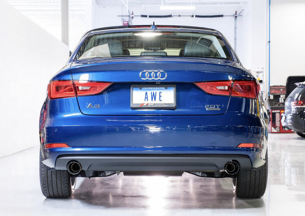 AWE Tuning Audi 8V 2015 - 2020 2.0T A3 Touring Edition Exhaust - Dual Outlet Chrome Silver 90 mm Tips