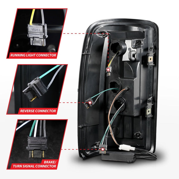 ANZO 2000 - 2006 Chevrolet Tahoe / GMC Yukon Full LED Taillights w/ Lightbar Black Housing/Smoke Lens