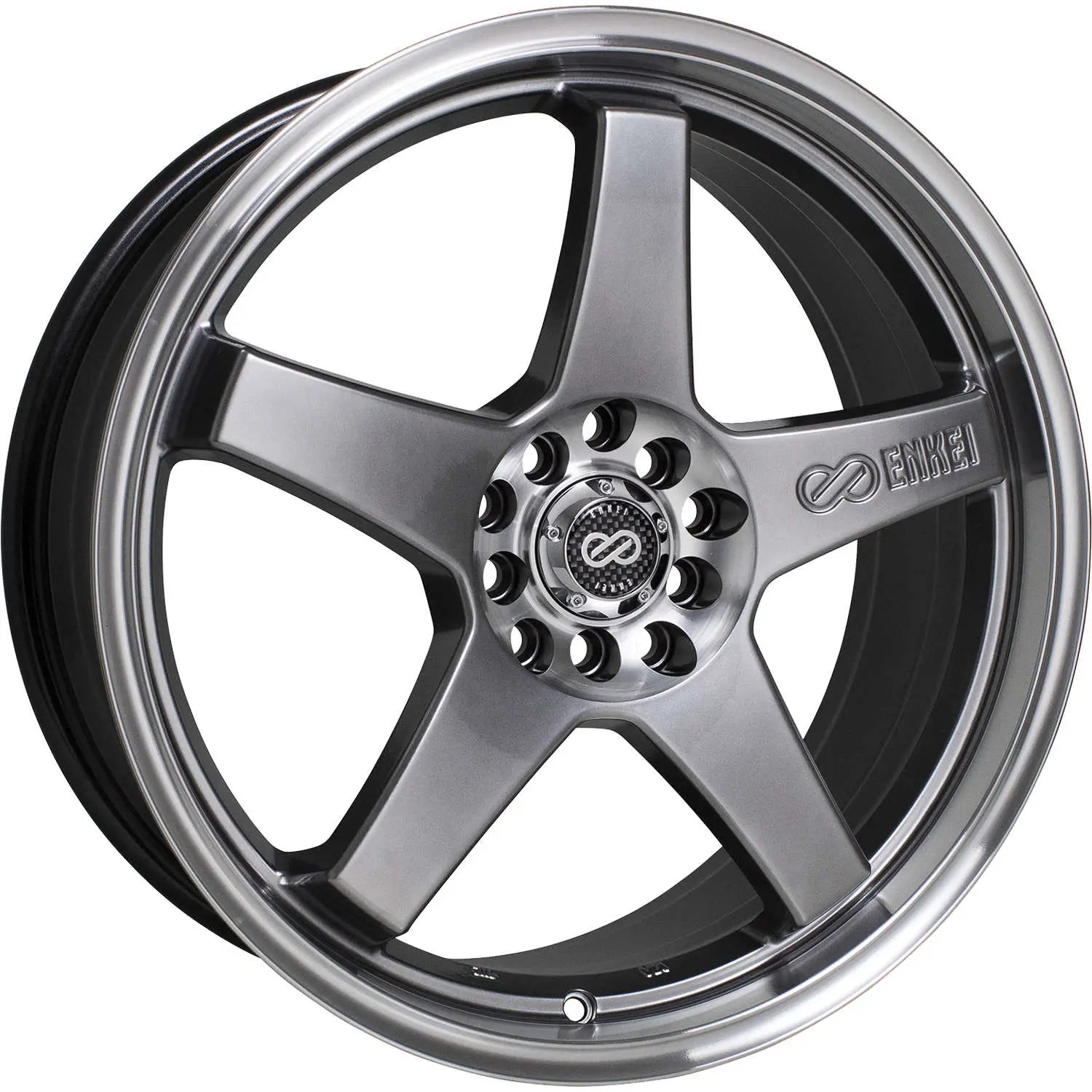 Enkei EV5 17x7 4x100 / 4x108 45mm Offset 72.6 Bolt Diameter Hyper Black w/ Machined Lip Wheel