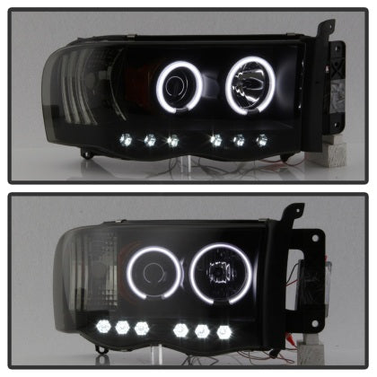 Spyder Dodge Ram 1500 2002 - 2005 / Ram 2500 /3500 2003 - 2005 Projector Headlights CCFL Halo LED Blk Smke PRO-YD-DR02-CCFL-BSM
