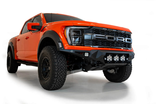 Addictive Desert Designs 2021+ Ford F-150 Raptor Bomber Front Bumper w/ 3 Baja Designs LP6 Light Mounts