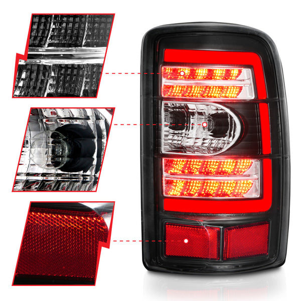 ANZO 2000-2006 Chevrolet Tahoe / Suburban / Yukon LED Tail Lights w/ Clear Lens Black Housing