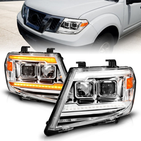 ANZO 2009 - 2020 Nissan Frontier Chrome Projector Plank Style DRL w/ Switchback & Sequential LED DRL