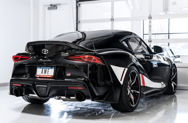 AWE 2020 + Toyota Supra A90 Resonated Touring Edition Exhaust - 5in Diamond Black Tips