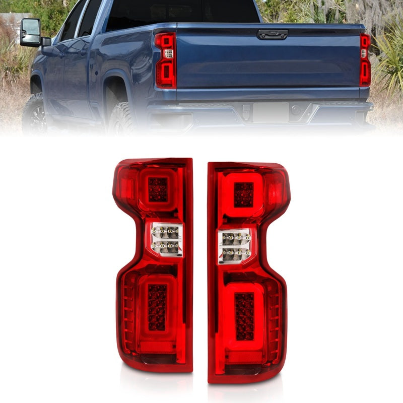 Anzo 2019 - 2023 Chevy Silverado Work Truck Full LED Tailights Chrome Housing Red Lens G2(w/C Light Bars)