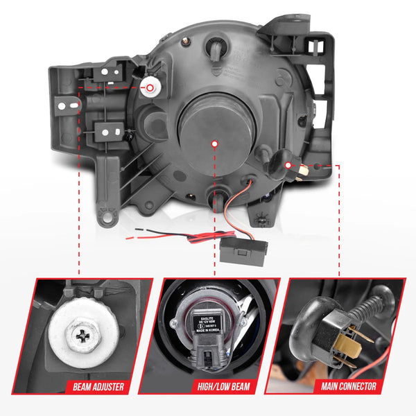 ANZO 2007-2014 Toyota Fj Cruiser Projector Headlights w/ Halo Black