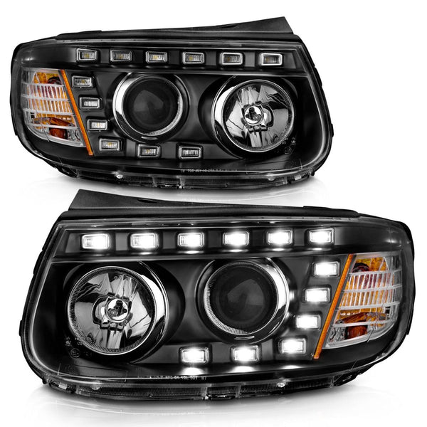 ANZO 2007 - 2012 Hyundai Santa Fe Projector Headlights w/ LED Black