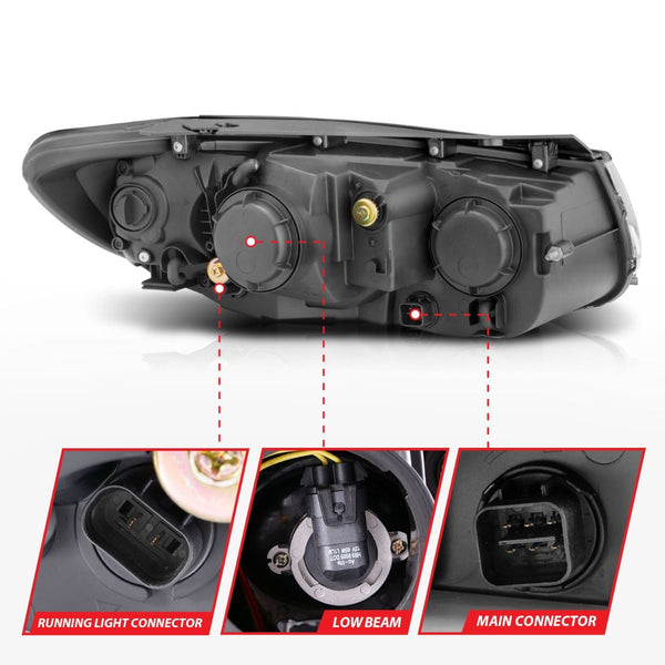 ANZO 2007 - 2012 Hyundai Santa Fe Projector Headlights w/ LED Black