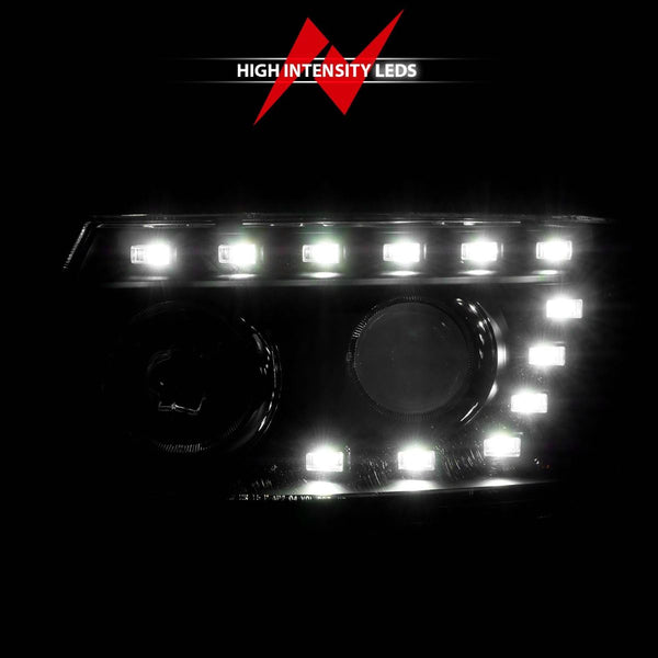 ANZO 2007 - 2012 Hyundai Santa Fe Projector Headlights w/ LED Black