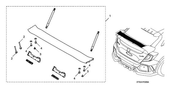 Genuine Honda 2017-2021 Civic Type-R FK8 Carbon Fiber Rear Wing / Spoiler (Center Section)