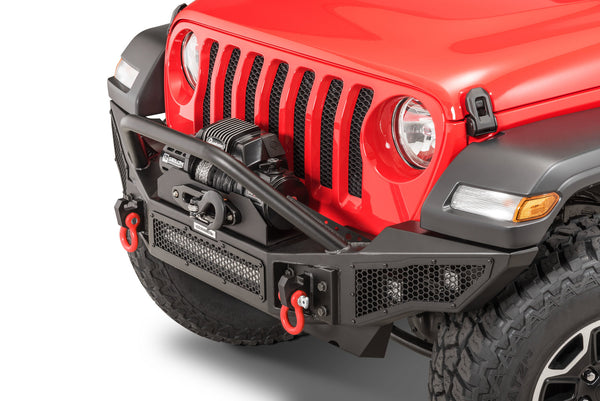 Go Rhino 2007 + Jeep Wrangler JL/JLU/JK/JKU/Gladiator JT Rockline Full Width Bumper w/ Overrider