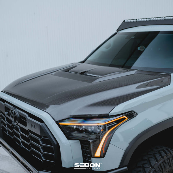 Seibon 2022 + Toyota Tundra / 2023 + Toyota Sequoia RR-Style Carbon Fiber Hood