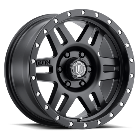 ICON Six Speed 17x8.5 6x5.5 ( 6x139.7 ) 25mm Offset 5.75in BS 108.1mm Bore Satin Black Wheel