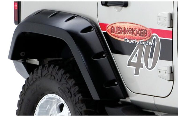 Bushwacker 2007 - 2018 Jeep Wrangler Max Pocket Style Flares 2pc Rear Extended Coverage - Black