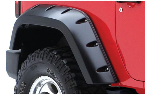 Bushwacker 2007 - 2018 Jeep Wrangler Max Pocket Style Flares Rear 2pc Extended Coverage - Black