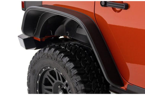 Bushwacker 2007 - 2018 Jeep Wrangler Unlimited Flat Style Flares Rear 2pc 4-Door Sport Utility Only - Black