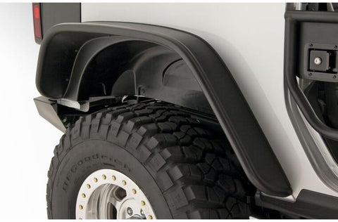 Bushwacker 2007 - 2018 Jeep Wrangler Flat Style Flares Rear 2pc Fits 2-Door Sport Utility Only - Black