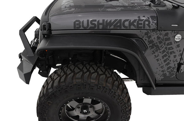 Bushwacker 2007 - 2018 Jeep Wrangler Flat Style Flares Front 2pc - Black