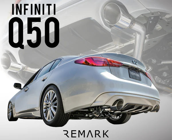 Remark 2014+ Infiniti Q50 Axle Back Exhaust w/Burnt Stainless Single Wall Tip