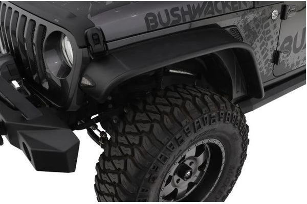 Bushwacker 2018 - 2022 Jeep Wrangler JL 2/4 Door Front Flat Style Flares 2pc Front - Black