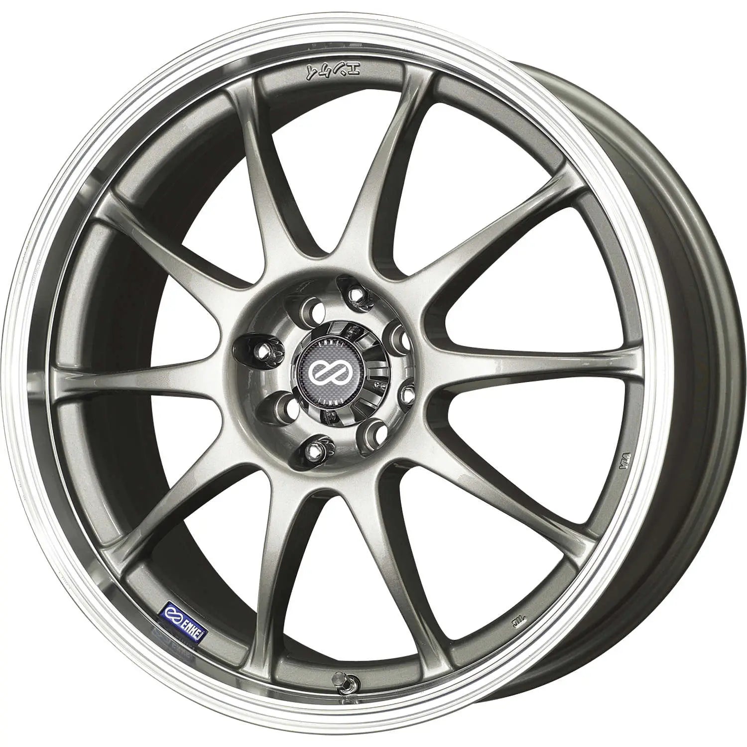 Enkei J10 16x7 5x112 / 5x114.3 38mm Offset 72.62mm Bore Dia Silver w/ Machined Lip Wheel