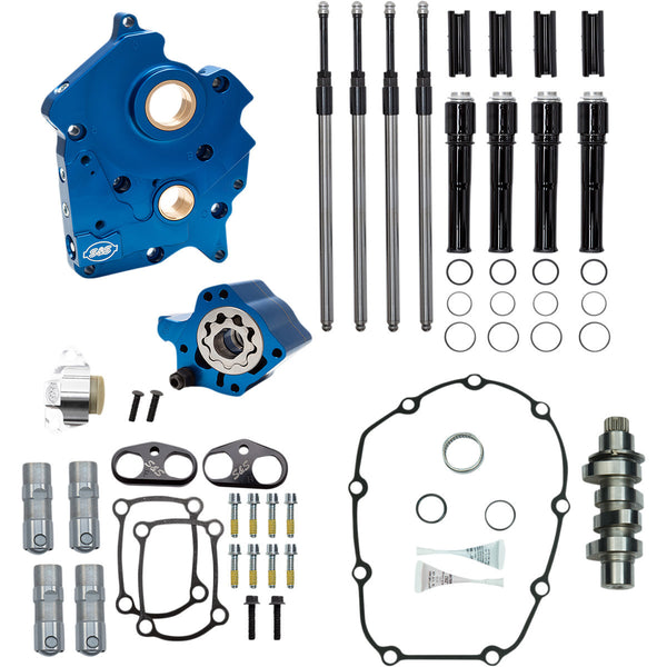 S&S Cycle Harley Davidson 2017+ Oil Cooled M8 Models Chain Drive 475C Cam Chest Kit w/ Blk Pushrod Tubes - Incl. VVT