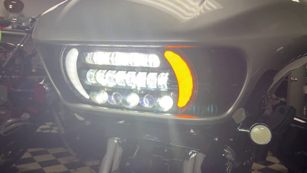 Letric Lighting 2015 0 2923 Early Road Glide LED Black/Chrome Headlight with Turn Signals