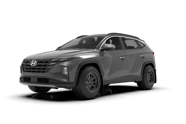 Rally Armor 2022 + Hyundai Tucson Black UR Mud Flap w/ White Logo