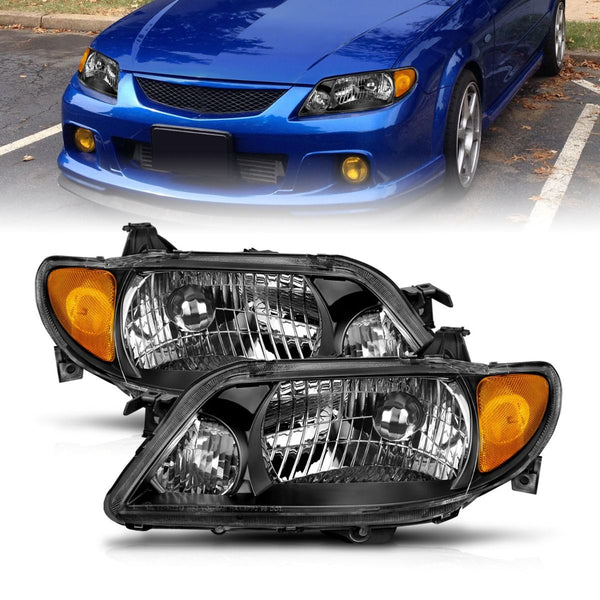 ANZO 2001-2003 Mazda Protege Crystal Headlights Black