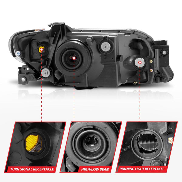 ANZO 2001-2003 Mazda Protege Crystal Headlights Black