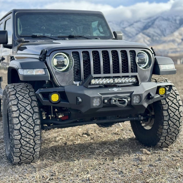 Rock Slide 2018 - 2025 Jeep Wrangler JL / 2020 + Gladiator 2-4 Door Big Sky Mid Front Bumper With Winch Plate