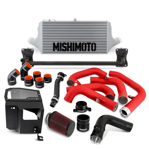 Mishimoto 2022+ WRX Intercooler Kit With Intake Silver Core Red Pipes