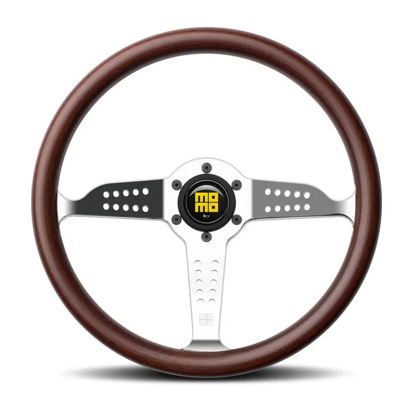 Momo Super Grand Prix Steering Wheel 350 mm - Mahogany Wood/Polished Spokes