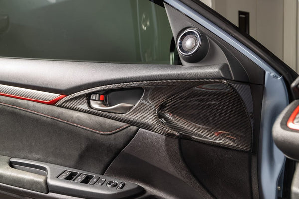 OLM LE Carbon Fiber Interior Door Handle Trim Covers Full Set  - 2016-2021 Honda Civic / 2017-2021 Honda Civic Type R