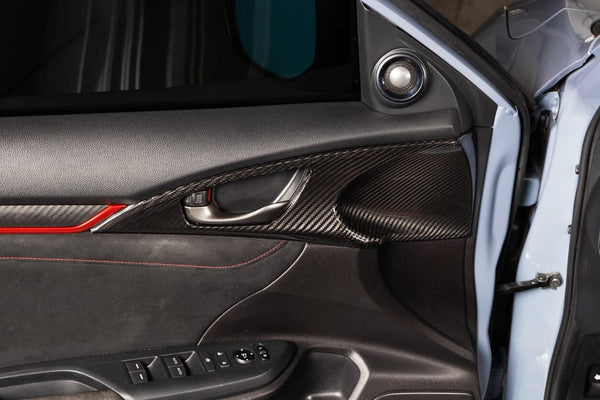 OLM LE Carbon Fiber Interior Door Handle Trim Covers Full Set  - 2016-2021 Honda Civic / 2017-2021 Honda Civic Type R