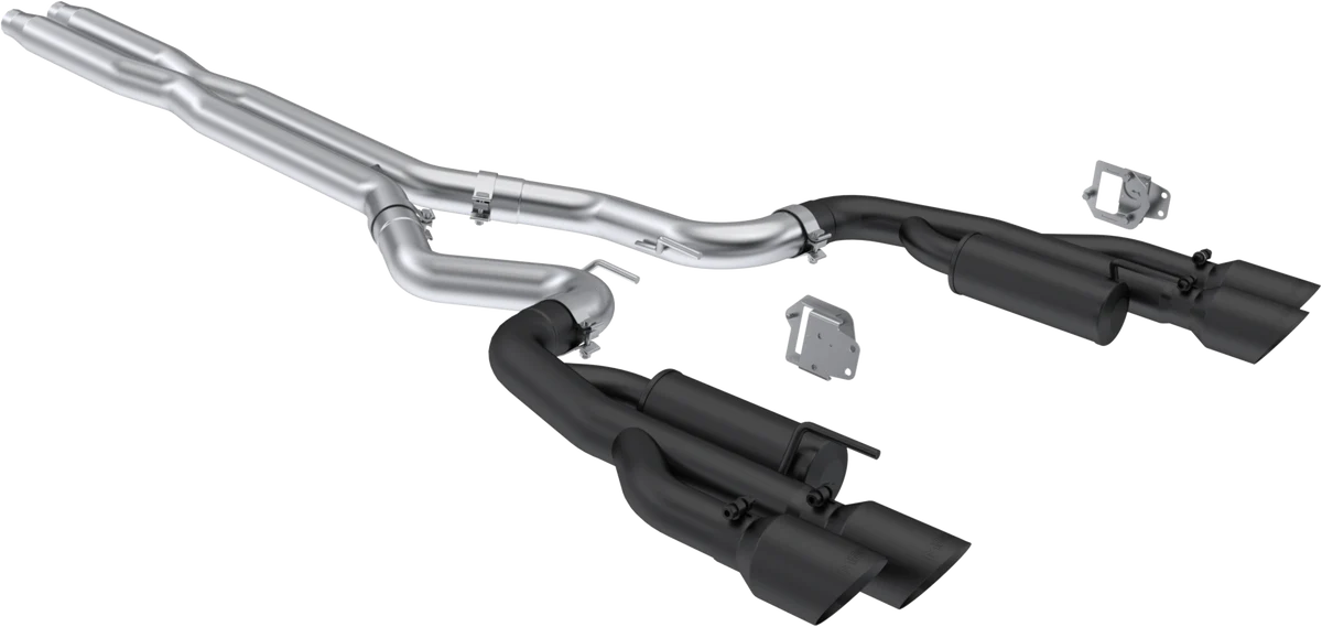 MBRP 2024+ Ford Mustang 5.0L Blk Aluminized SS 3in Cat-Back Exhaust w/ Quad Blk Tips (Valve Delete)