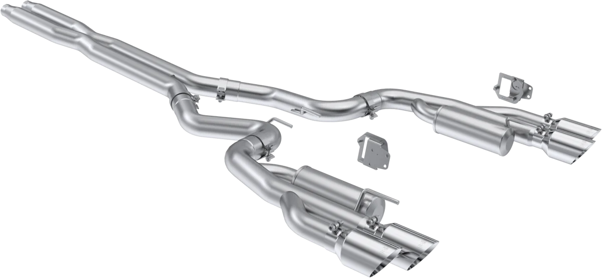 MBRP 2024+ Ford Mustang 5.0L Aluminized SS 3in Cat-Back Dual Split Exhaust w/ Quad Tips (Valve Delete)