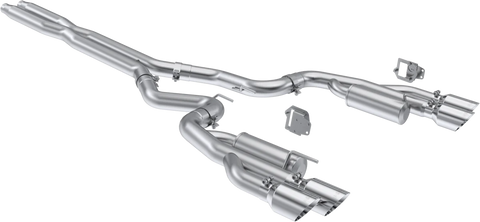 MBRP 2024+ Ford Mustang 5.0L Aluminized SS 3in Cat-Back Dual Split Exhaust w/ Quad Tips (Valve Delete)