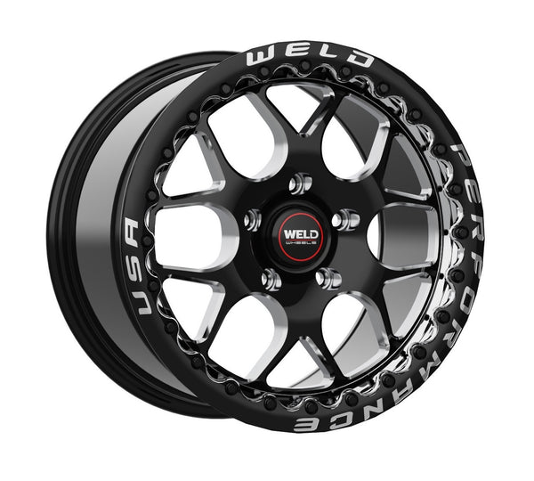 Weld Solana Beadlock 17x11 / 5x115 BP / ET0 / 78.1mm Bore - Gloss Black MIL DIA Wheel