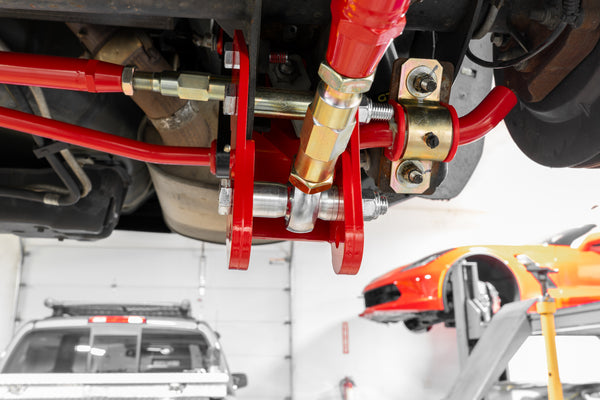 BMR 2005 - 2014 S197 Mustang On-Car Adj. Lower Control Arms / Rod End Combo (Polyurethane) - Red