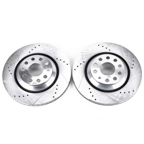 Power Stop 2017 - 2020 Audi RS3 / 2015 - 2022 S3 / 2016 - 2022 TT / 2019 - 2022 Q3 / 2015 - 2023 Golf GTi  Rear Evolution Drilled & Slotted Rotors - Pair