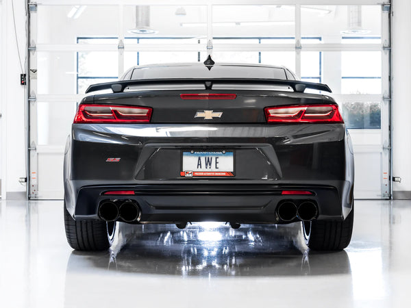 AWE Tuning 2016 - 2024 Chevy Camaro  SS / ZL1 / LT1 Non-Res Cat-Back Exhaust -Touring Edition (Quad Diamond Black Tips)