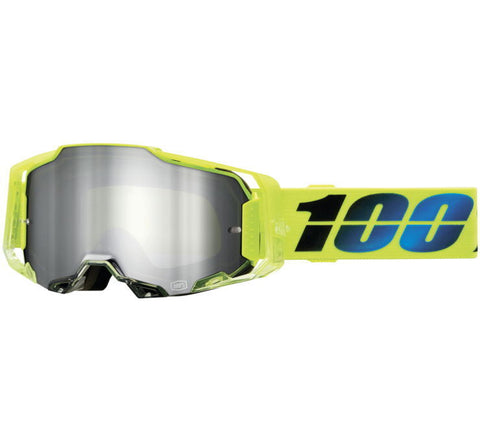 100% Armega Goggle Koropi Fluorescent Yellow w/Flash Silver Mirror Lens