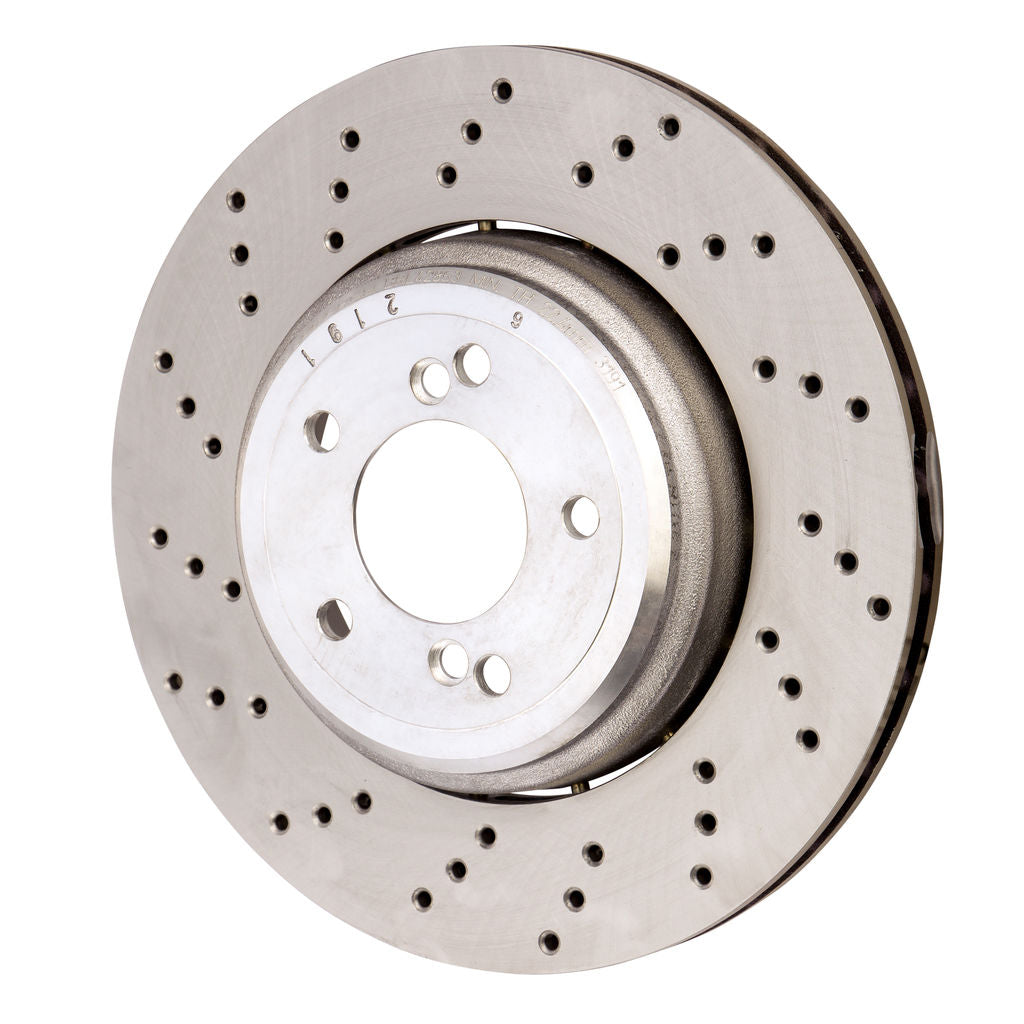 SHW 2008 - 2013 BMW M3 4.0L Left Rear Cross-Drilled Lightweight Brake Rotor (34212283803)