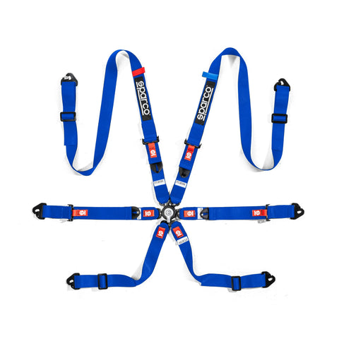 Sparco Belt Prime H2 6-Point 2in Harness FHR/Hans - Blue / Black / Red