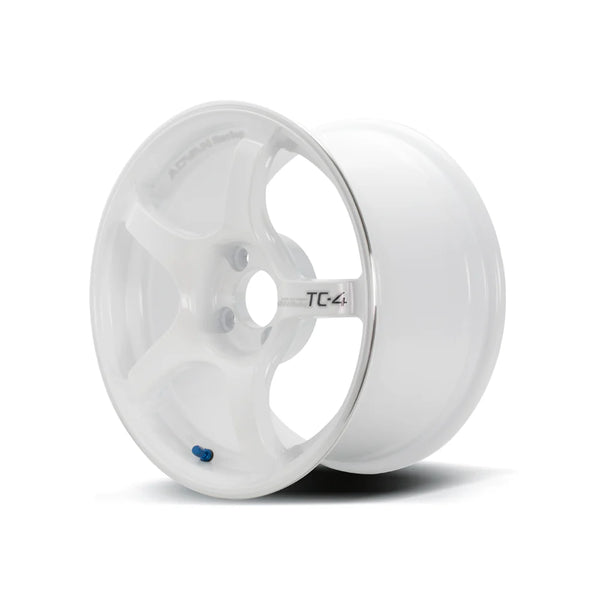 Advan TC4 18x9 +35 5x114.3 Racing White Metallic and Ring Wheel