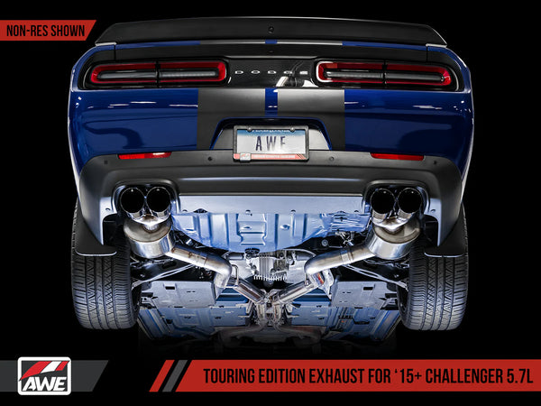 AWE Tuning 2017 - 2023 Challenger 5.7 Touring Edition Exhaust - Non-Resonated - Diamond Black Quad Tips