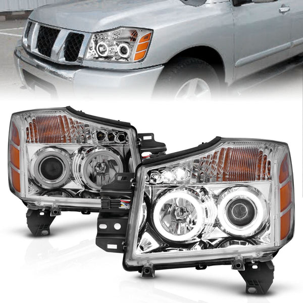 ANZO 2005-2007 Nissan Armada / 2004 - 2015 Titan Projector Headlights w/ Halo Chrome (CCFL)