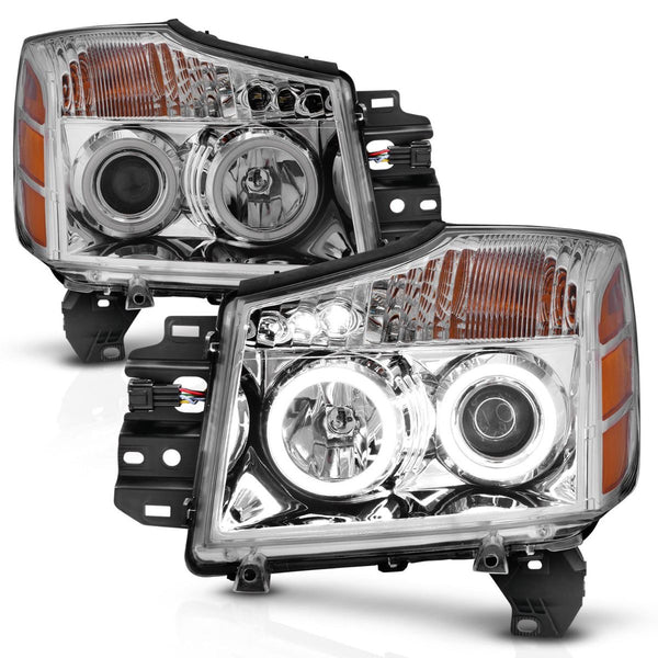 ANZO 2005-2007 Nissan Armada / 2004 - 2015 Titan Projector Headlights w/ Halo Chrome (CCFL)
