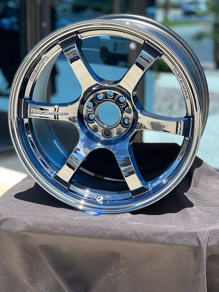 Gram Lights 57DR 18x9.5 +12 5x114.3 Dark Blue Chrome Wheel